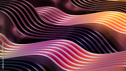Elegant smooth wave lines background. 3d illustration, 3d rendering.