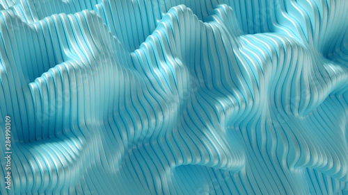 Elegant smooth wave lines background. 3d illustration, 3d rendering. © Pierell