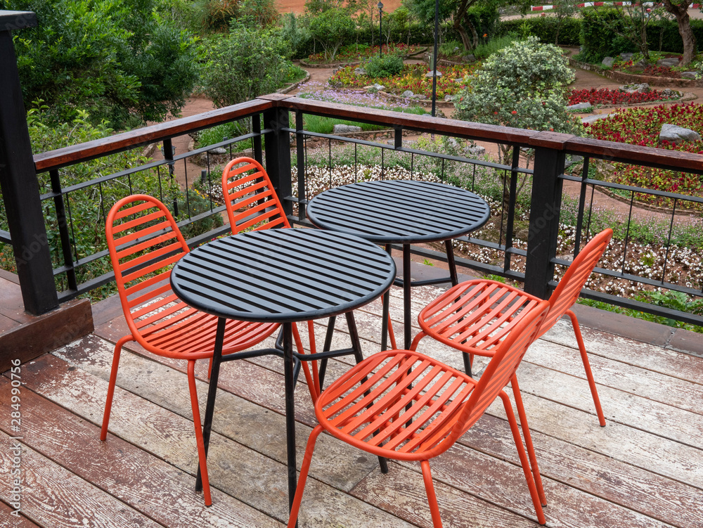 Living Garden balcony with tables and chairs. Living Garden balcony with tables and chairs.