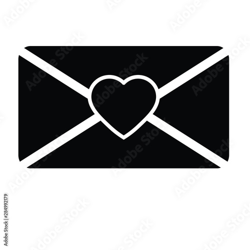 sent letter mail icon.  envelope with a heart icon. Love message sign. 