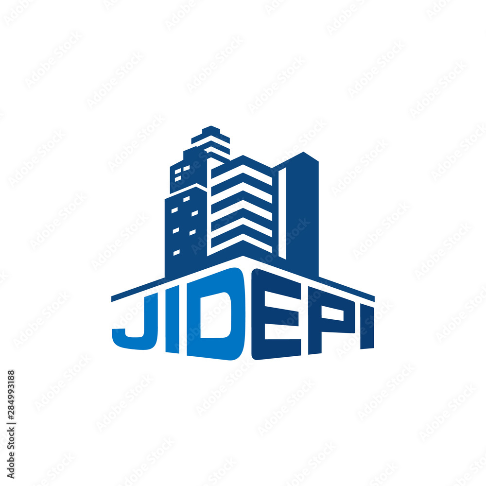 Illustration of a building in a city with buildings high into the sky logo design