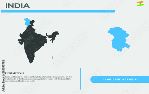 NEW INDIA MAP 2019 ( jammu and kashmir and ladakh union territory) photo