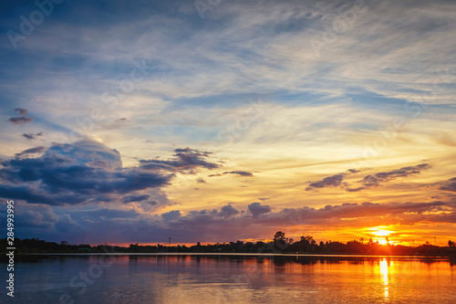 Sunset with reflection on the lake