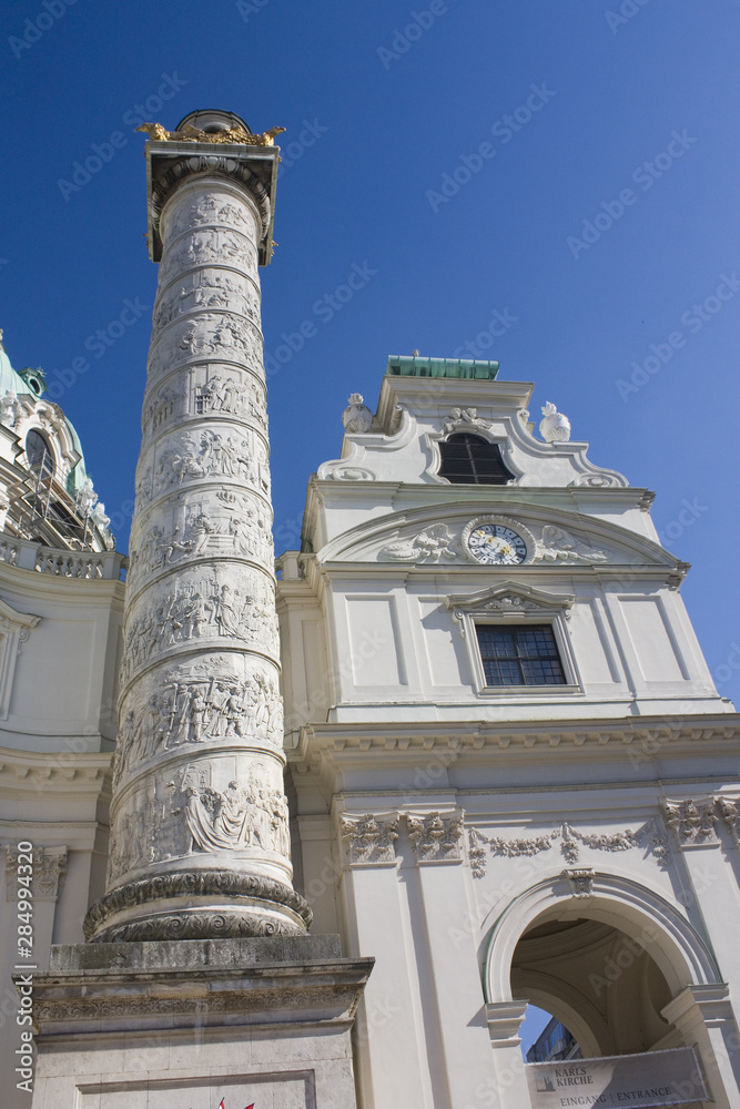 Fragment of Karlskirche Church in Vienna, Austria