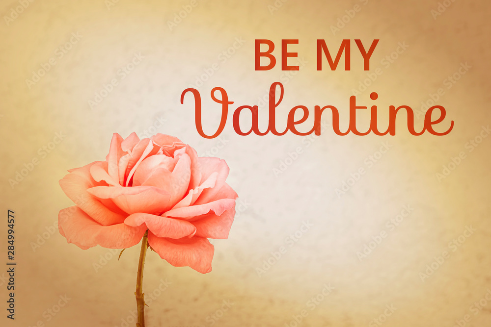 Obraz premium be my valentine - card. Valentines day quote for greeting card. 