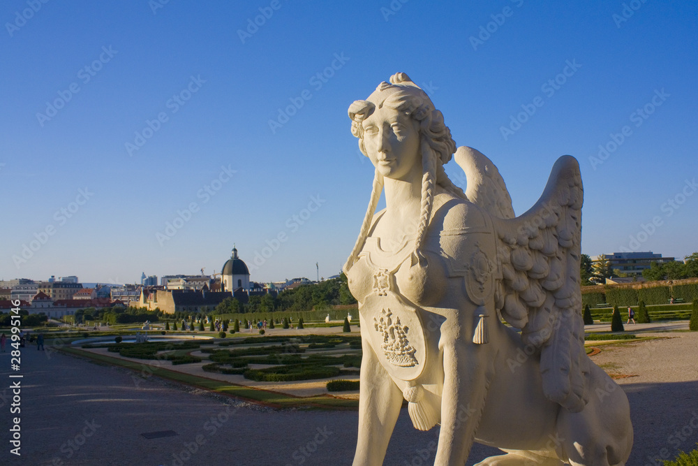 View of Belvedere Park with Sphinx statue in Vienna