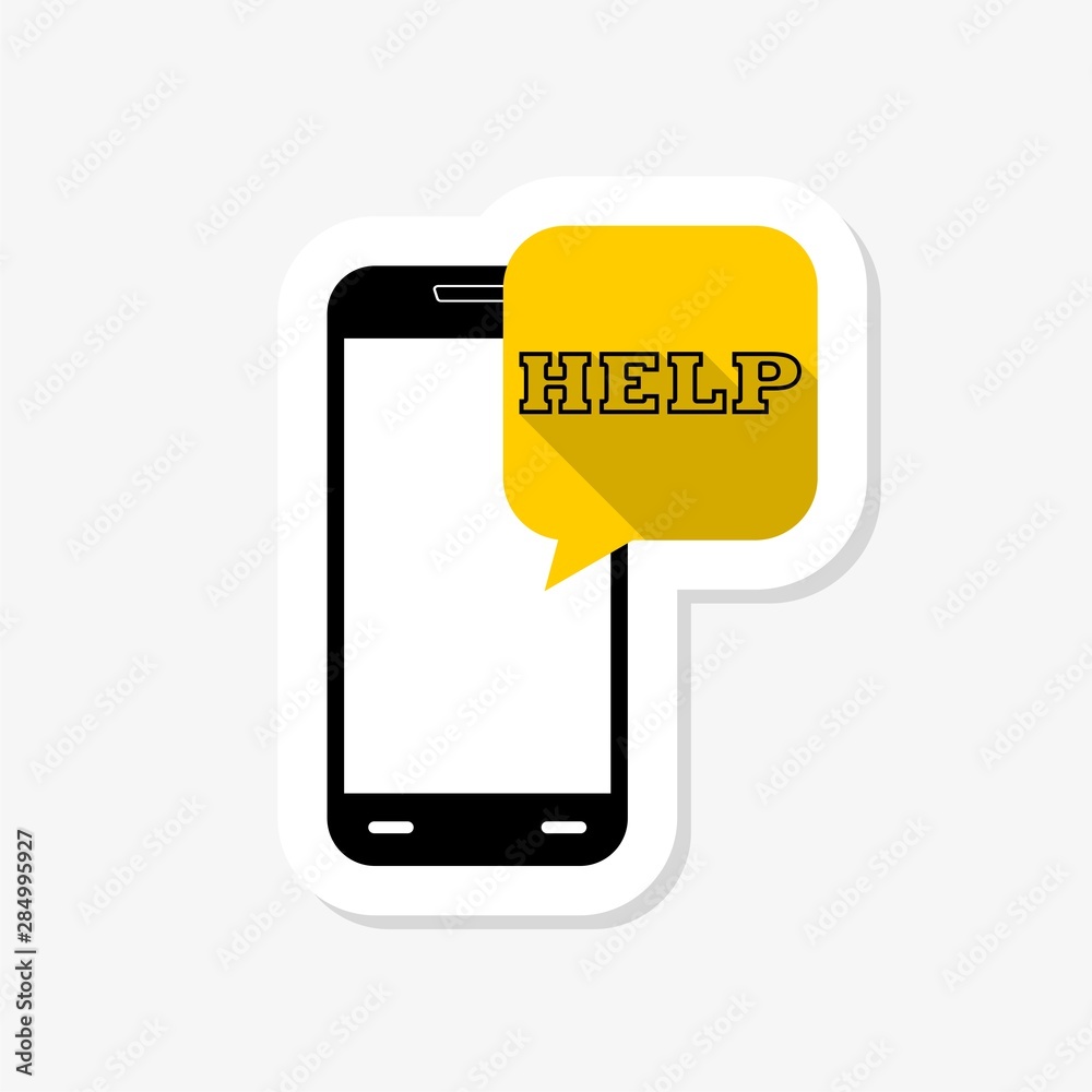 Phone Help sticker icon. Mobile chat sign. Conversation or SMS symbol Phone Help sticker icon. Mobile chat sign. Conversation or SMS symbol