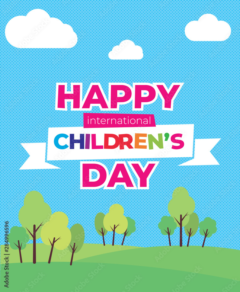 Happy international childrens day banner.