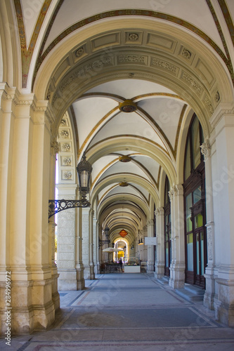 Arches of old austrian building in Vienna  Austria