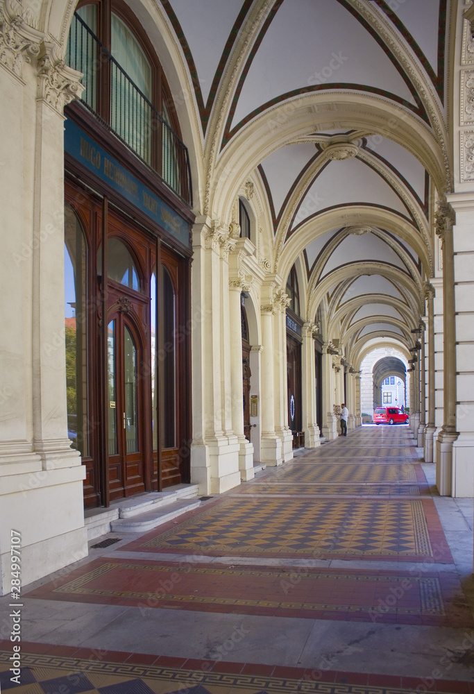 Arches of old austrian building in Vienna, Austria