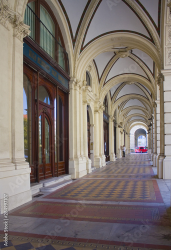 Arches of old austrian building in Vienna, Austria