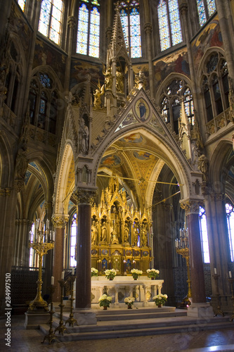 Interior of Votive Church (Votivkirche) is a neo-Gothic church in Vienna, Austria