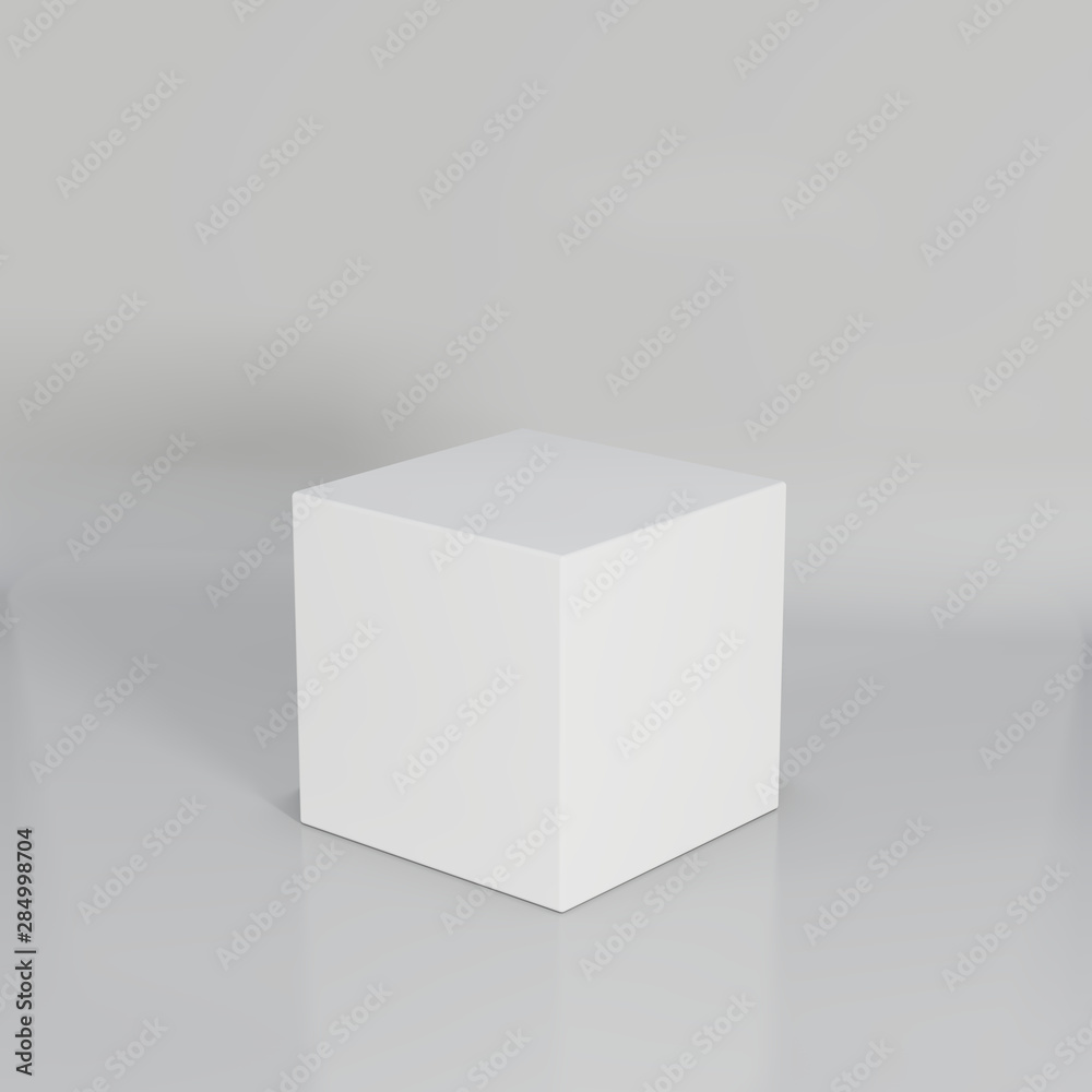 White cube on wall studio background. 3d rendering. White cube on wall studio background. 3d rendering.