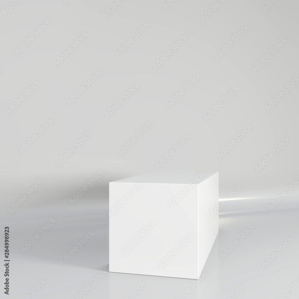 White cube in light studio. 3d rendering background. White cube in light studio. 3d rendering background.