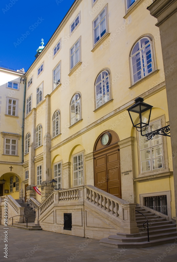 View of the courtyard in Hofburg Palace in Vienna, Austria