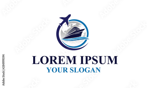plane and ship logo design idea