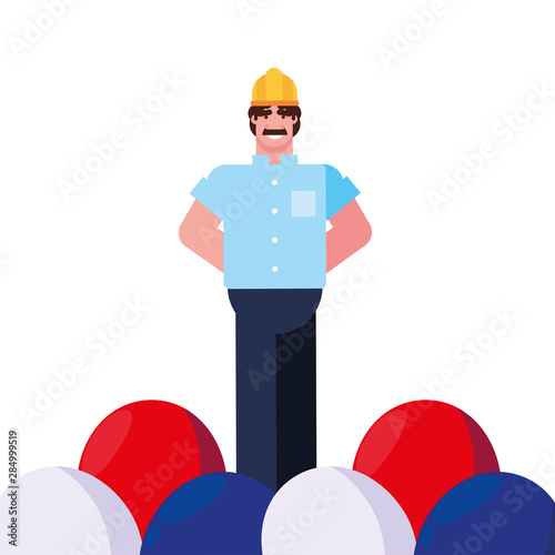 flat design people happy labor day