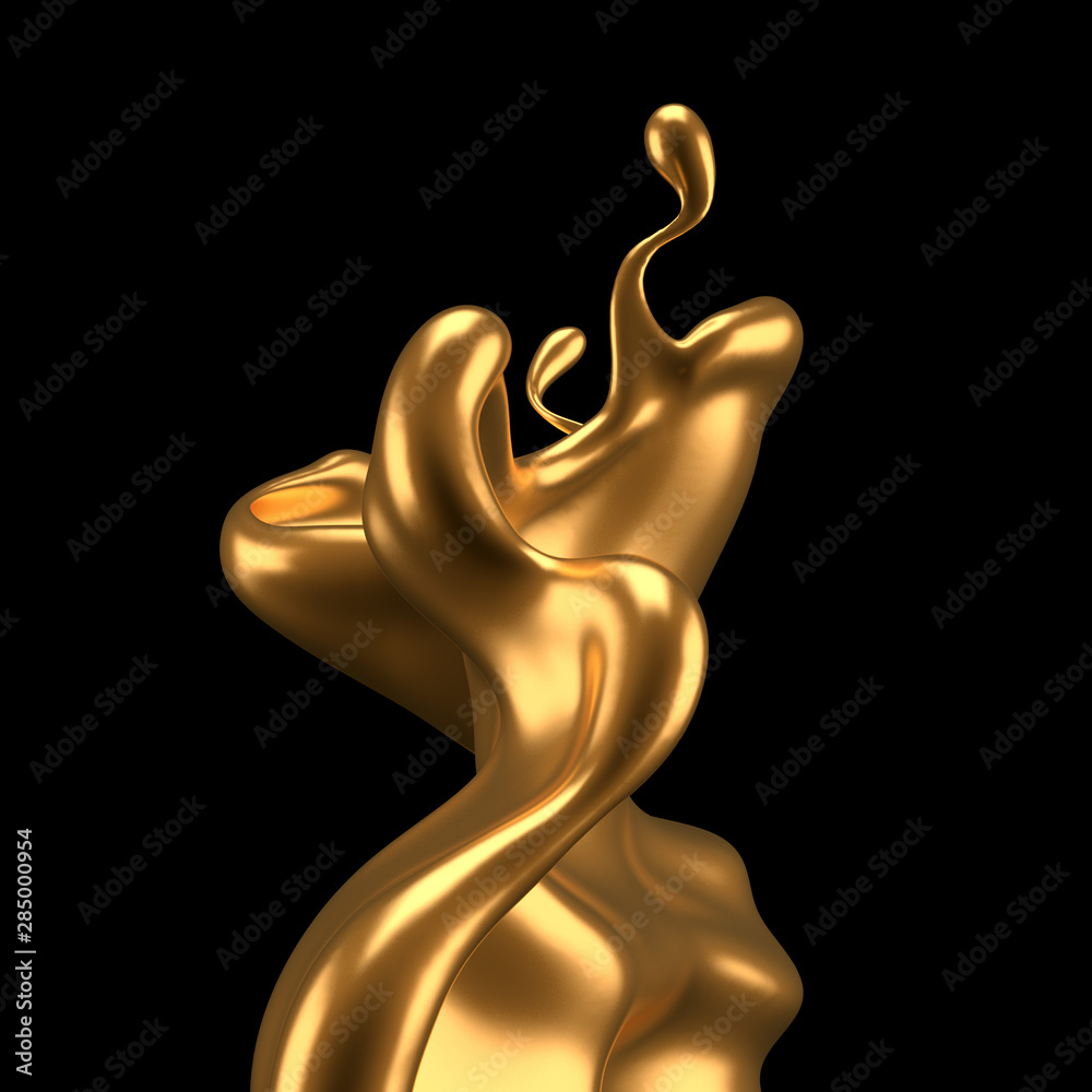 Luxury elegant splash liquid gold. 3d illustration, 3d rendering. Luxury elegant splash liquid gold. 3d illustration, 3d rendering.