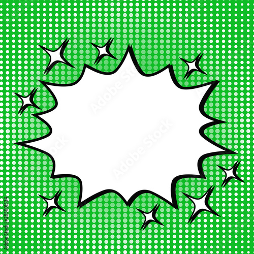 Comic Bubble in Pop Art Style on Green Dot Background. Vector illustration