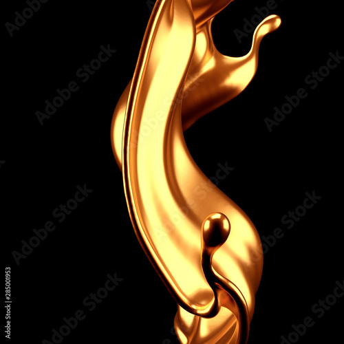 Luxury elegant splash liquid gold. 3d illustration  3d rendering.