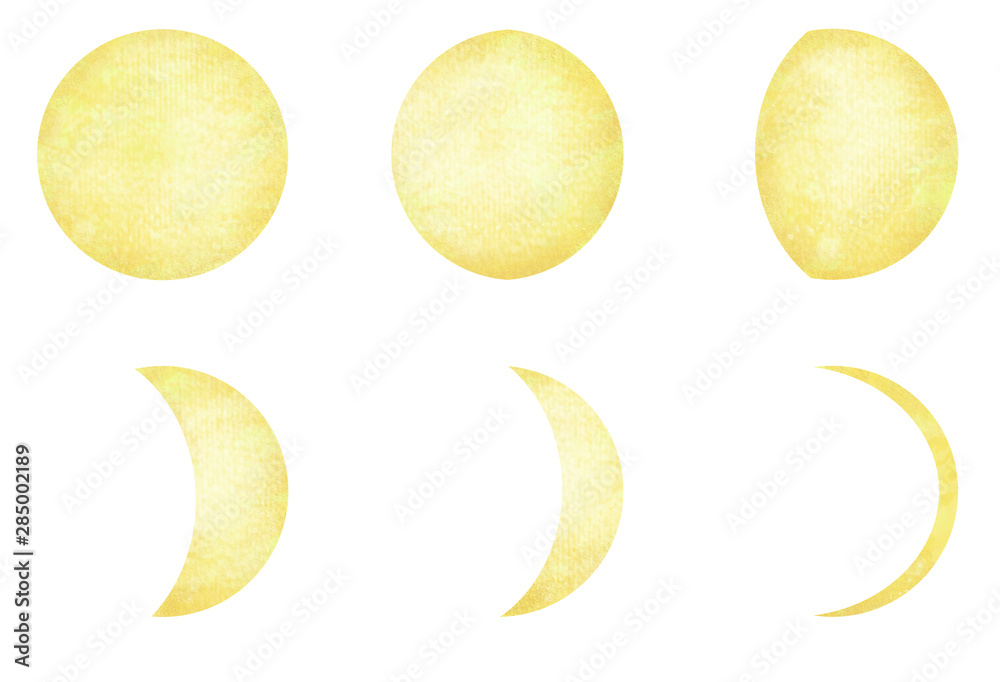 月の満ち欠け 満月から三日月 和風アイコンセット Stock イラスト Adobe Stock