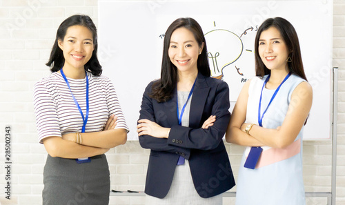 Team of asian businesswoman happy in modern office,Teamwork Concept