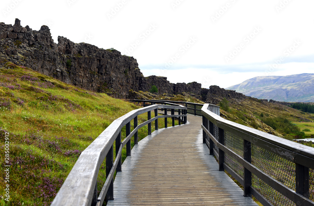 Thingvellir National Park, Discrepancies North American and Eurasian lithospheric plates. Iceland, Europe.