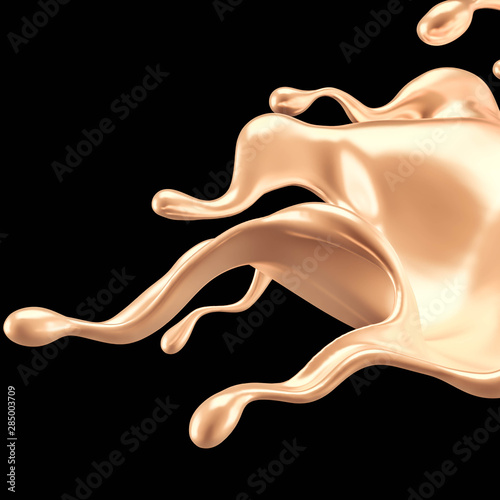 Luxury elegant splash liquid gold. 3d illustration, 3d rendering.