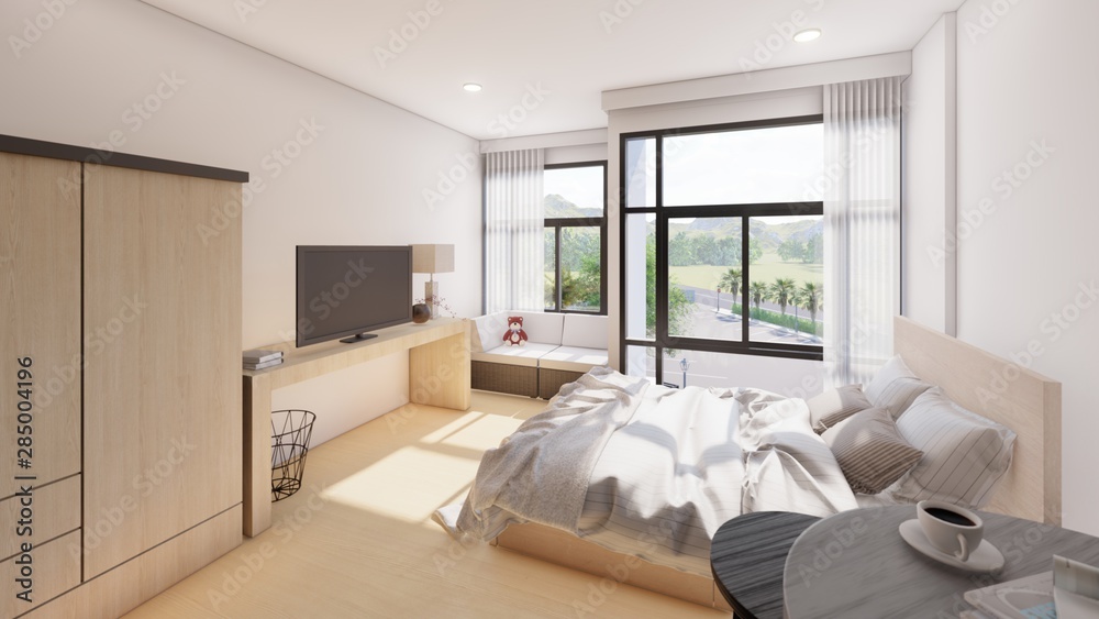 interior of bedroom 3D render interior of bedroom 3D render