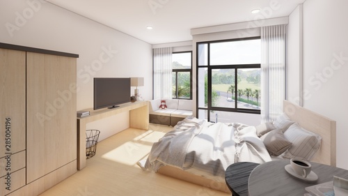 interior of bedroom 3D render