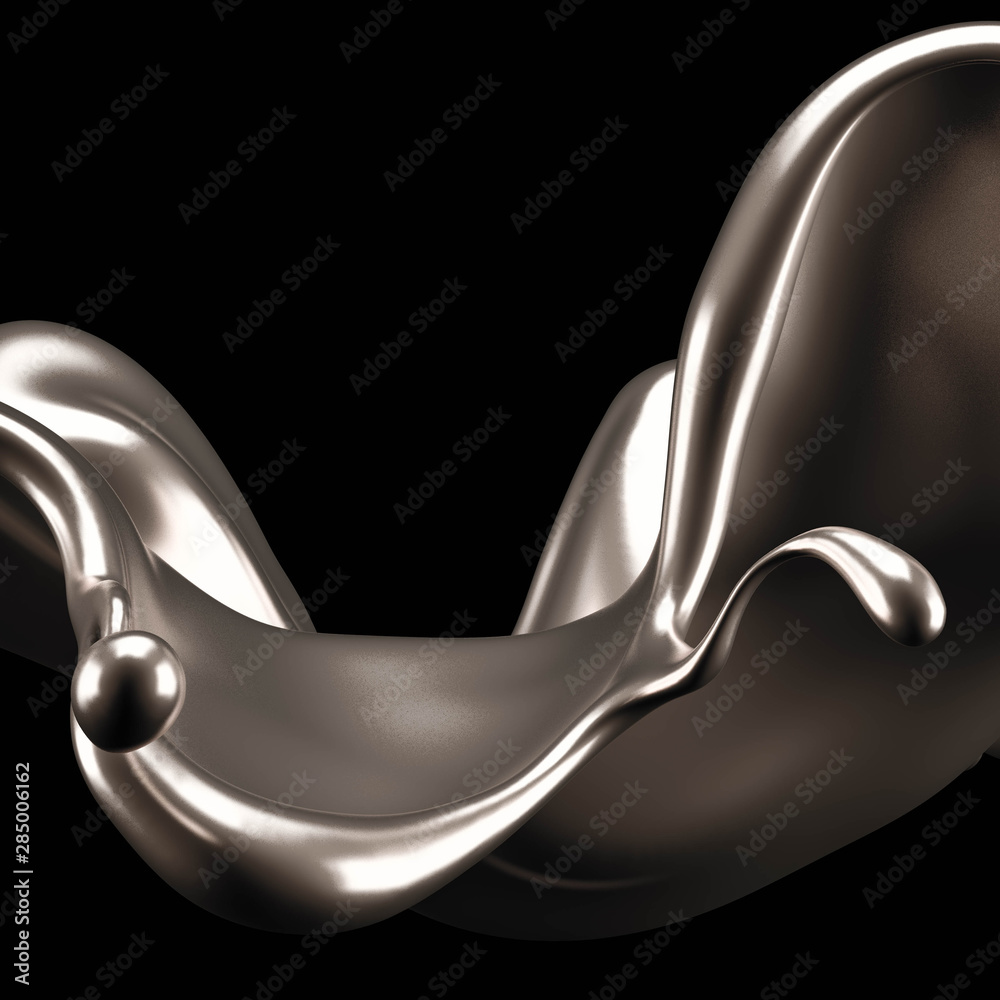 Luxury elegant splash liquid gold. 3d illustration, 3d rendering.