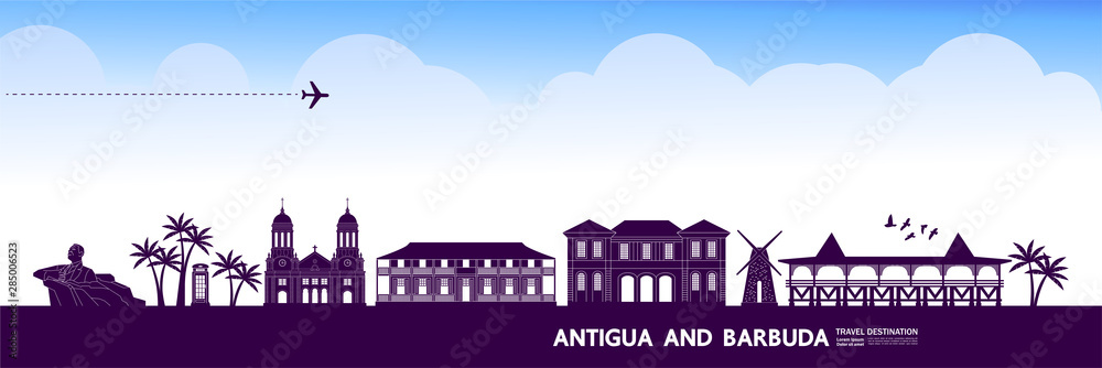 Antigua and Barbuda travel destination grand vector illustration.