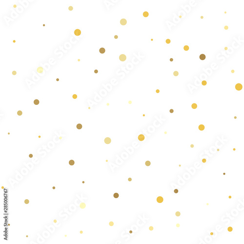 Texture of gold foil. Gold dots on a white background.