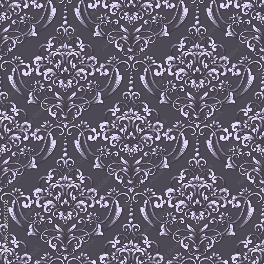 Fototapeta premium Vector damask seamless pattern background. Classical luxury old fashioned damask ornament, royal victorian seamless texture for wallpapers, textile, wrapping. Exquisite floral baroque template.
