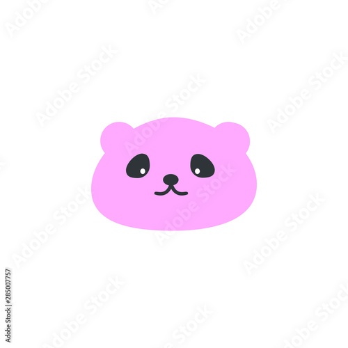 Cute bear round vector graphic icon.grizzly bear animal head, face illustration. Isolated on white background