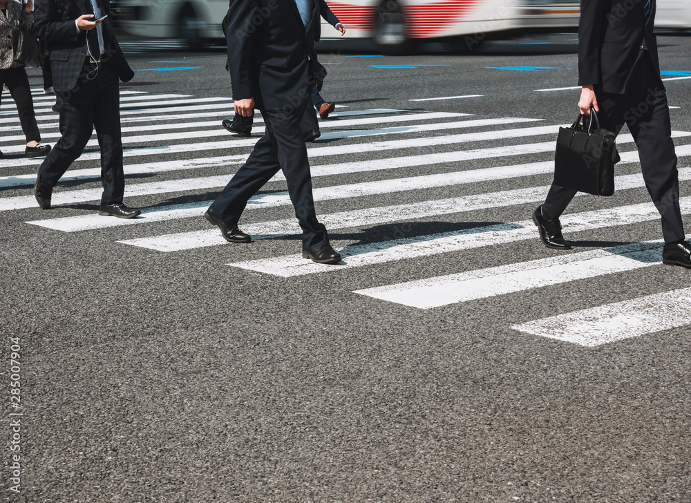 People walking on crosswalk street city Businessman lifestyle