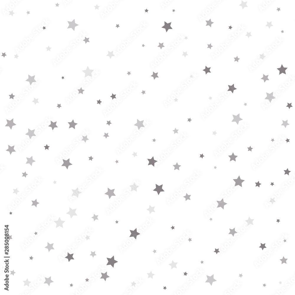 Silver stars. Confetti cover from silver stars.