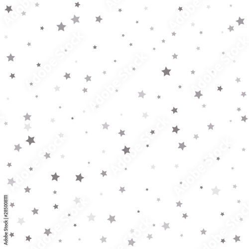 Confetti cover from silver stars. Christmas and New Year card, invitation, postcard, paper packaging. © writerfantast