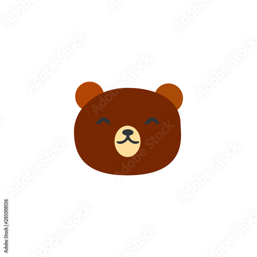 Cute bear round vector graphic icon.grizzly bear animal head  face illustration. Isolated on white background