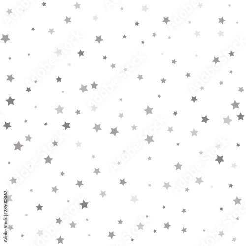 Vector illustration. Christmas stars background vector  flying silver sparkles confetti.