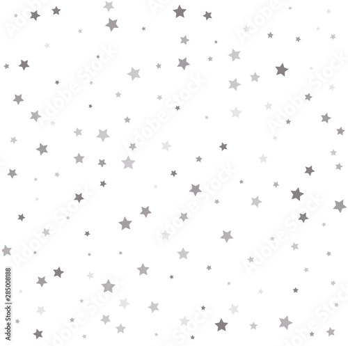 Vector illustration. Falling silver stars abstract decoration for party  birthday celebrate  anniversary or event  festive.