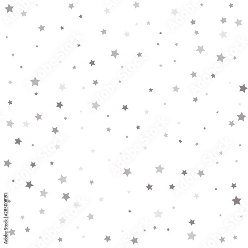 Shiny background. Silver flying stars confetti magic cosmic christmas vector.