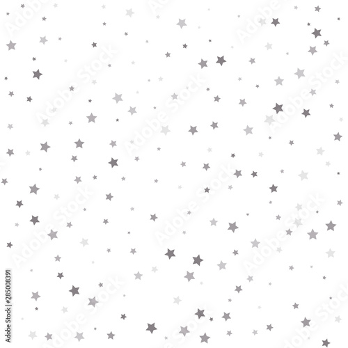 Abstract pattern of random falling silver stars. Vector illustration.