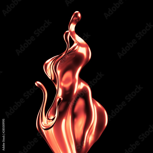 Luxury elegant splash liquid gold. 3d illustration, 3d rendering.