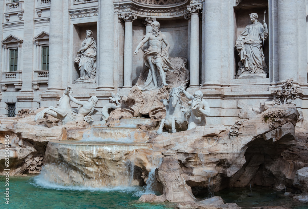 Famous view of The Trevi Fountain in Rome Italy