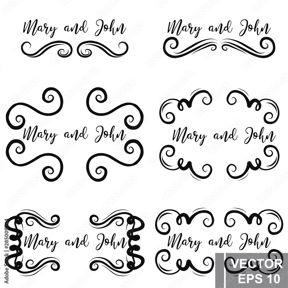 Curlicues. For the design of holiday cards. Lines. Zigzag. Wedding invitations.