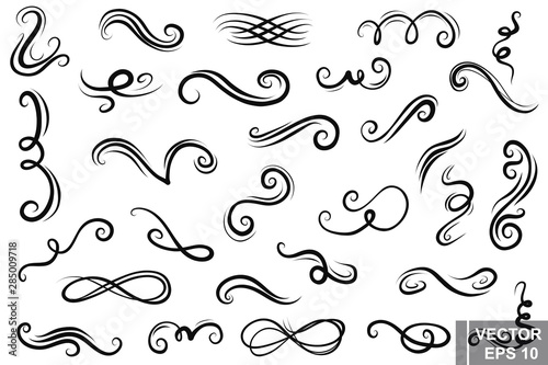 Curlicues. For the design of holiday cards. Lines. Zigzag. Wedding invitations.