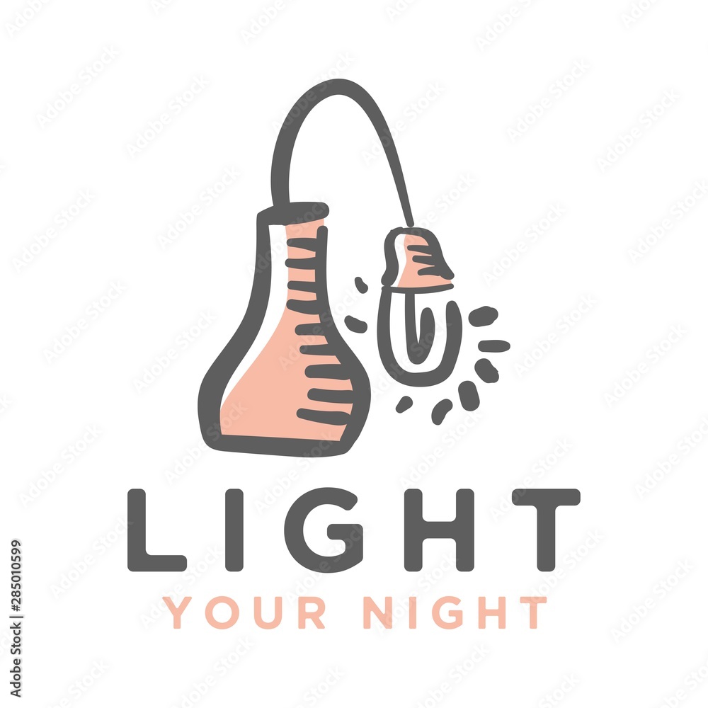 vector logo abstract lamp with flower vase vector logo abstract lamp with flower vase