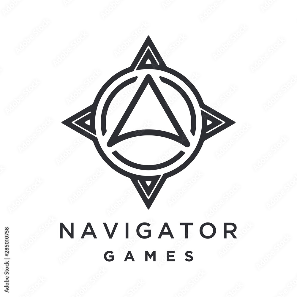Fototapeta premium vector logo abstract compass with line art