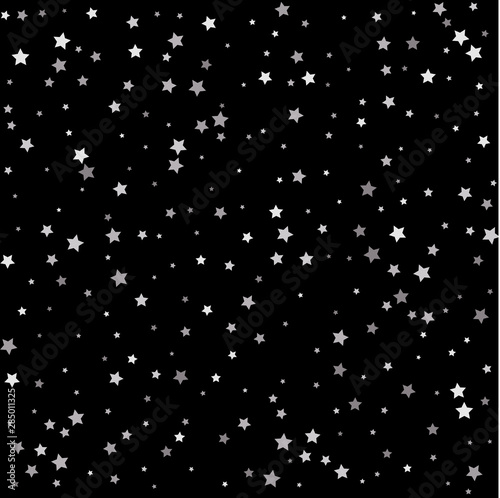 Glitter pattern for banner, greeting card. Confetti cover from silver stars.